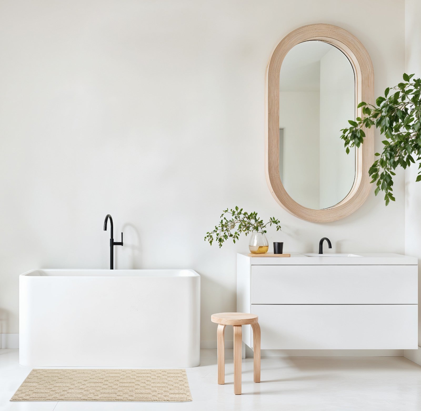 Tappeto Bagno 3D Morbido Assorbente Antiscivolo Lavabile Scendiletto Camera 45x75 Cm Beige