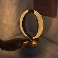 LAMPADA TAVOLO LED RICARICABILE OVALE TIPO CRISTALLO ATMOSFERA DIAMANTE TOUCH