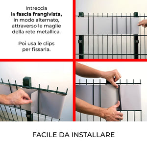 Striscia Banda Frangivista Fasce PVC Rotolo Schermo Privacy Recinzione Balcone Cancello - Grigio