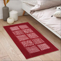 Tappeto Scendiletto Camera Bagno 65x140 cm Shaggy Puro Cotone Assorbente Antiscivolo Bordeaux