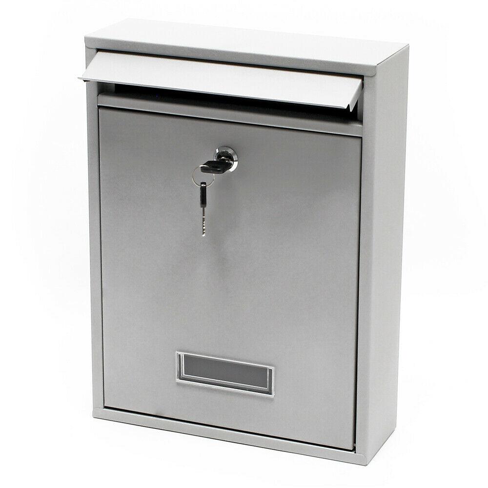 Cassetta postale di design da parete in acciaio zincato 21,5 x 9 x 32 cm argento 16_0000072