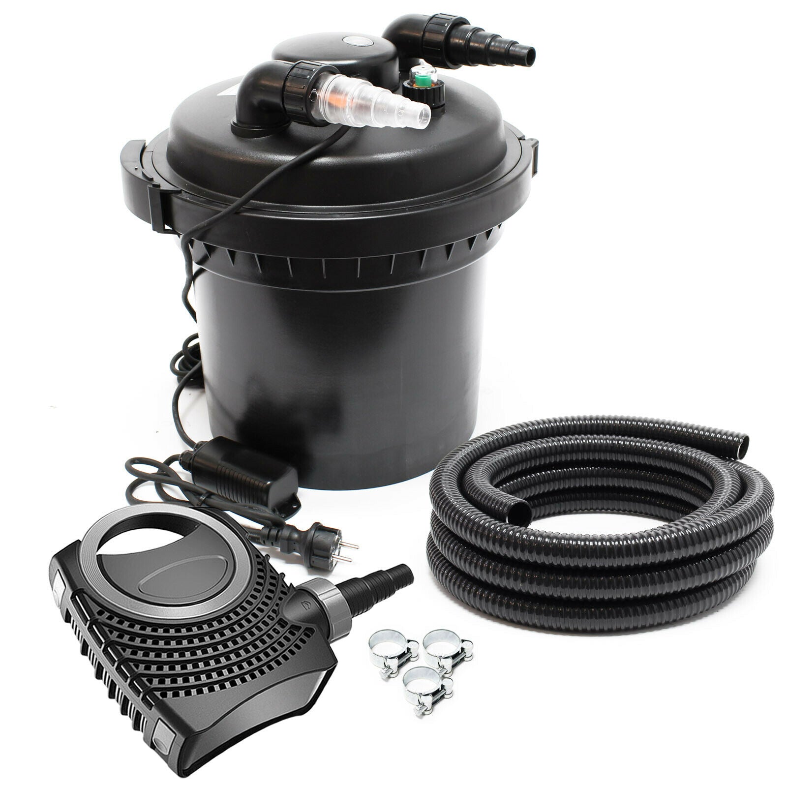 Kit set laghetto 8000 litri Pompa UVC 11 watt Tubo 3000 l/h Kit filtraggio 5 m 16_0001946