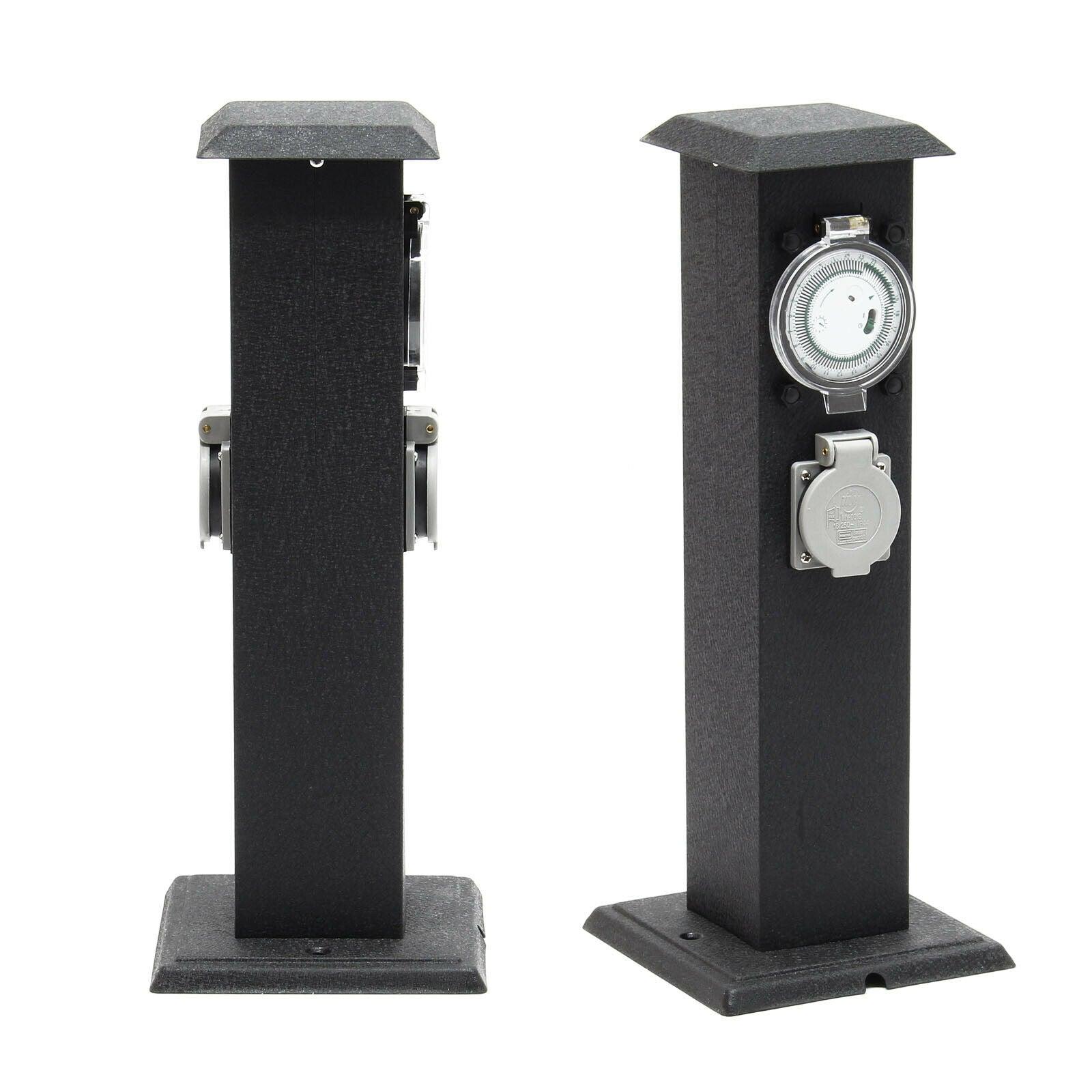 Colonnina Energy 2 prese di corrente esterne con timer in metallo IP44 16_0002280