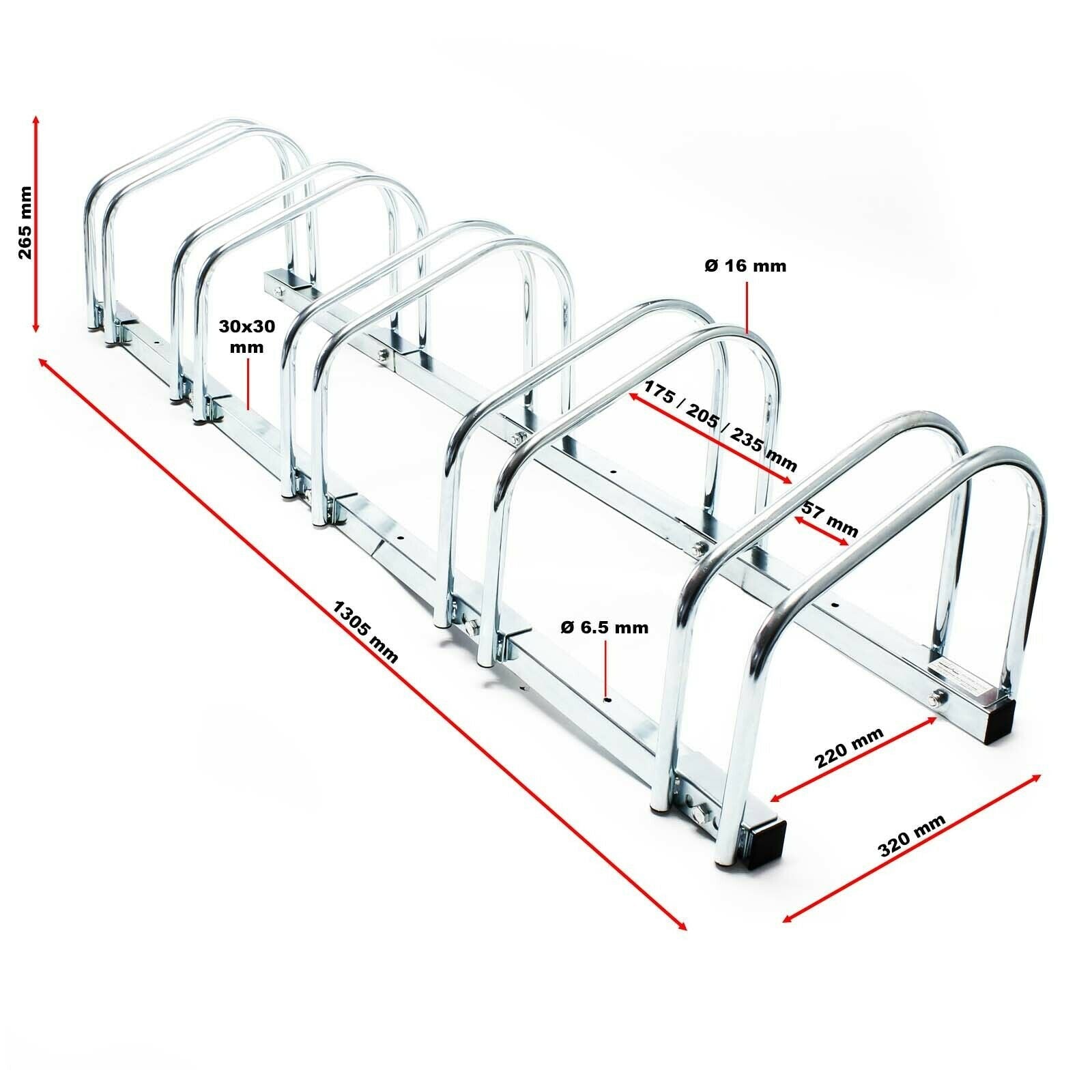 Portabici da pavimento per 5 biciclette cm 130,5 in metallo zincato 16_0001501
