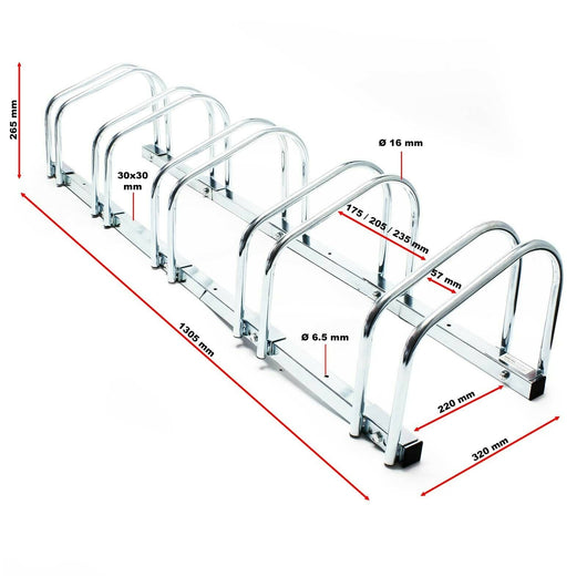 Portabici da pavimento per 5 biciclette cm 130,5 in metallo zincato 16_0001501
