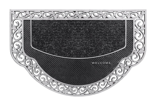Zerbino Ingresso Semiluna Elegante Welcome Antiscivolo Gomma Robusta Tappeto Assorbente Argento
