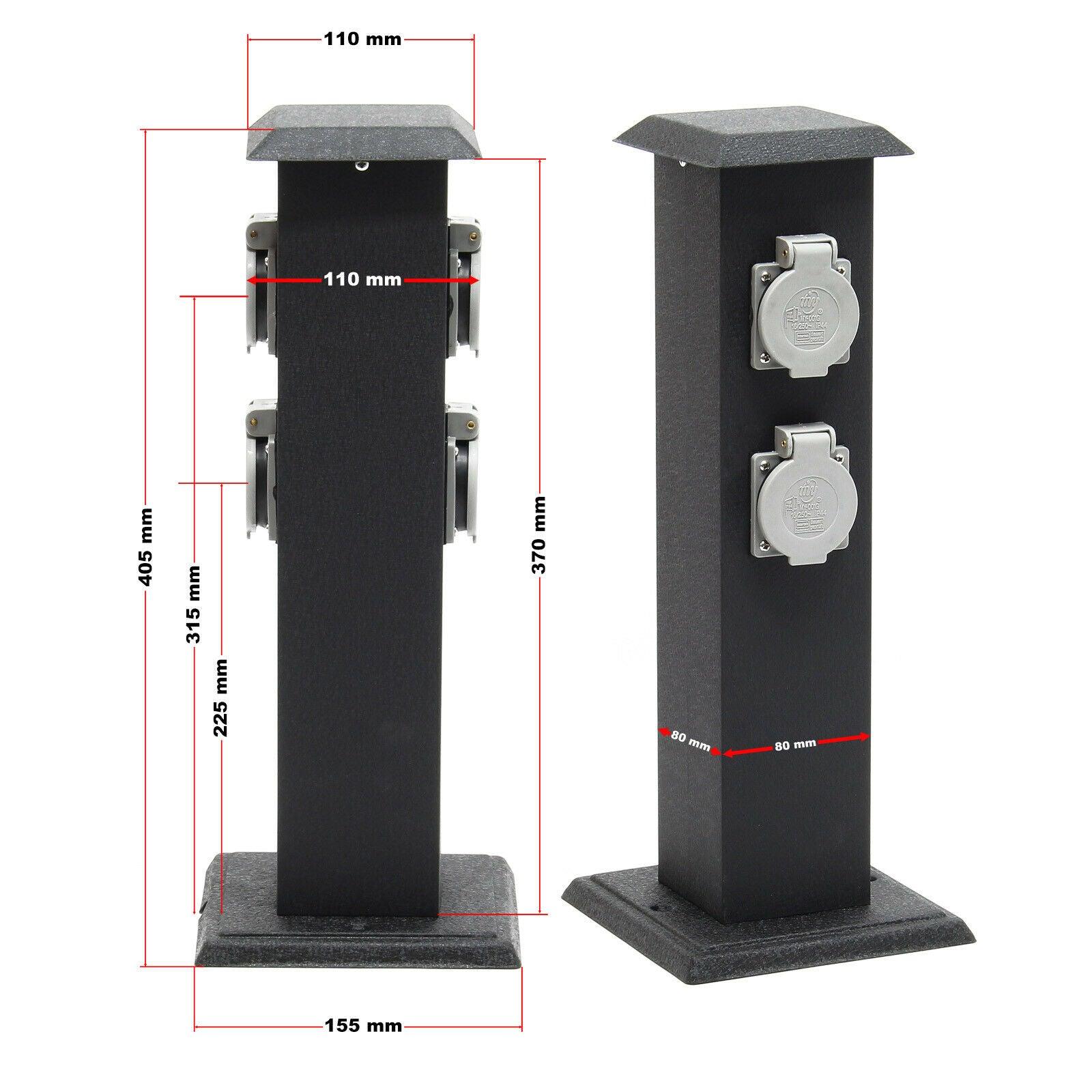 Colonna energetica con 4 prese elettriche da esterno in metallo IP44 giardino 16_0002283