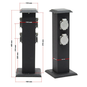 Colonna energetica con 4 prese elettriche da esterno in metallo IP44 giardino 16_0002283