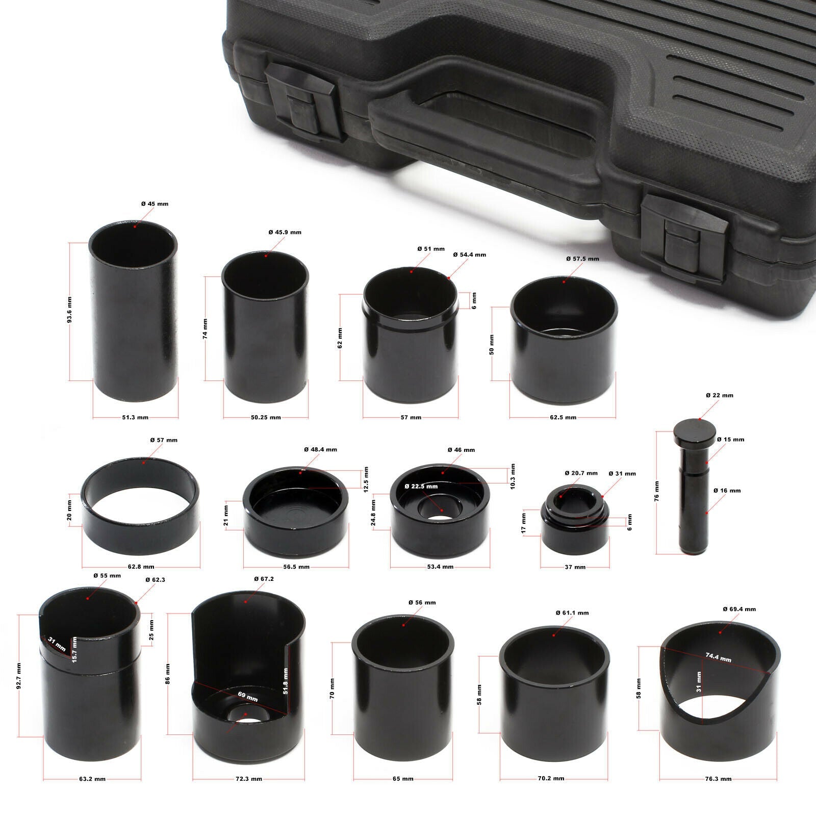 Set estrattori per prese 14 pezzi pressa da officina propulsione portante 16_0002700