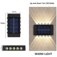 APPLIQUE LAMPADA 10 LED MURO PARETE SOLARE IP65 BIDIREZIONALE GIARDINO TE-B0569