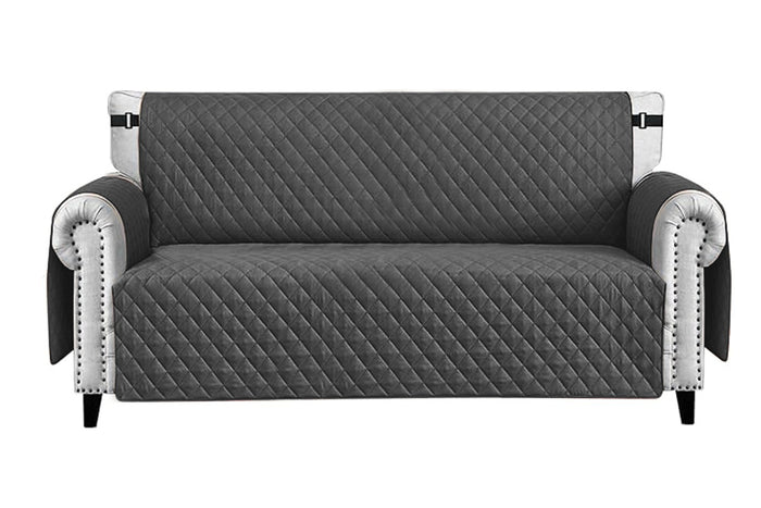 Copridivano Impermeabile Tasche Laterali Proteggi Divano Antimacchia Antiscivolo 4 Posti Antracite