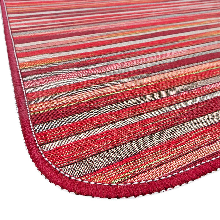 Tappeto Cucina Bordato Tessitura Piatta Bagno Camera Corridoio Stile Bamboo Bordeaux 52x240 cm