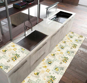 Tappeto Cucina 46x160 Cm Antimacchia Antiscivolo Passatoia Gomma Pvc Flessibile Stampa Digitale Dis E