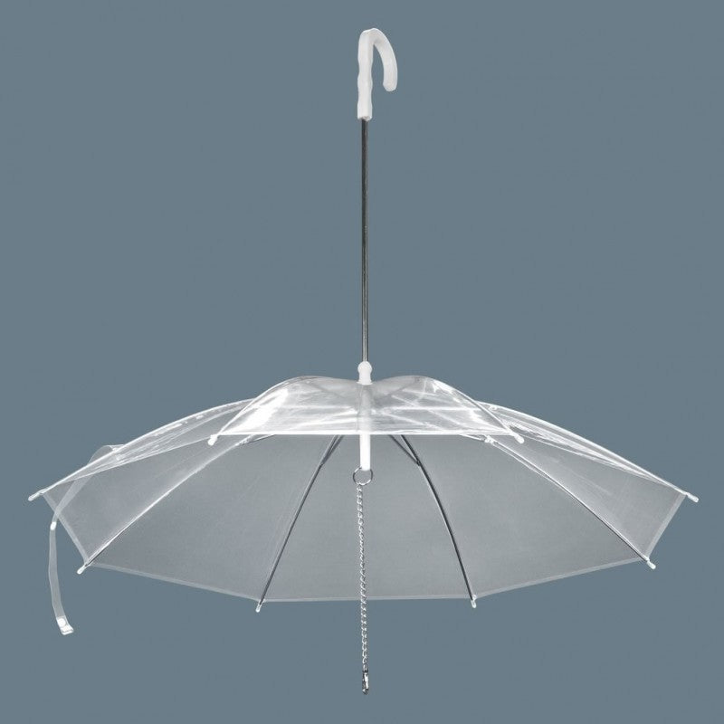 OMBRELLO GUINZAGLIO CANE RIPARO PIOGGIA IMPERMEABILE TRASPARENTE ASCIUTTO CANI