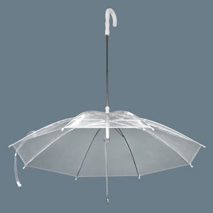 OMBRELLO GUINZAGLIO CANE RIPARO PIOGGIA IMPERMEABILE TRASPARENTE ASCIUTTO CANI