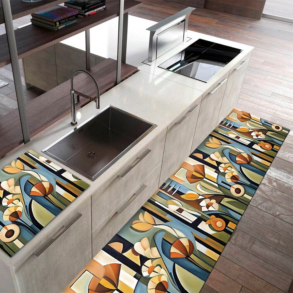 Tappeto Cucina Gomma Pvc 51x160 cm Antimacchia Passatoia Antiscivolo Antisfilo Lavabile Dis_E