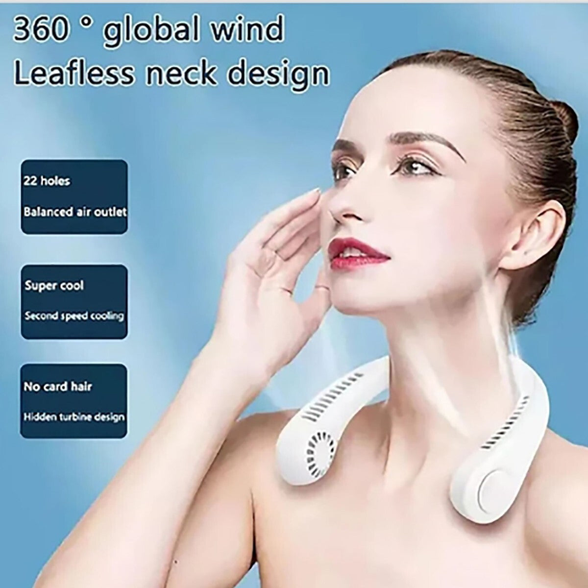 VENTILATORE COLLO SENZA PALE PORTATILE RICARICABILE ARIA USB SPORT AS-01577