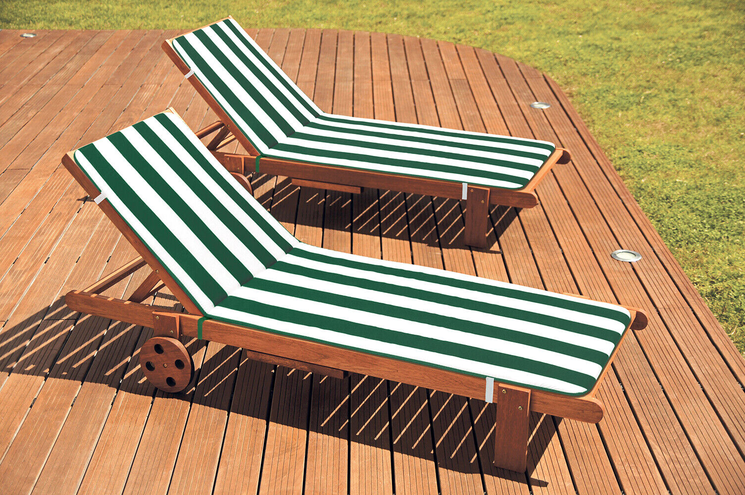 Cuscino Sdraio Morbido A Righe Copri Seduta Lettino Prendisole Pieghevole Made In Italy Verde