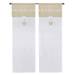 Tende Finestre Porta 60x150 cm Tessuto Lino Semitrasparente Coppia 2 Pz Shabby Chic Farfalla