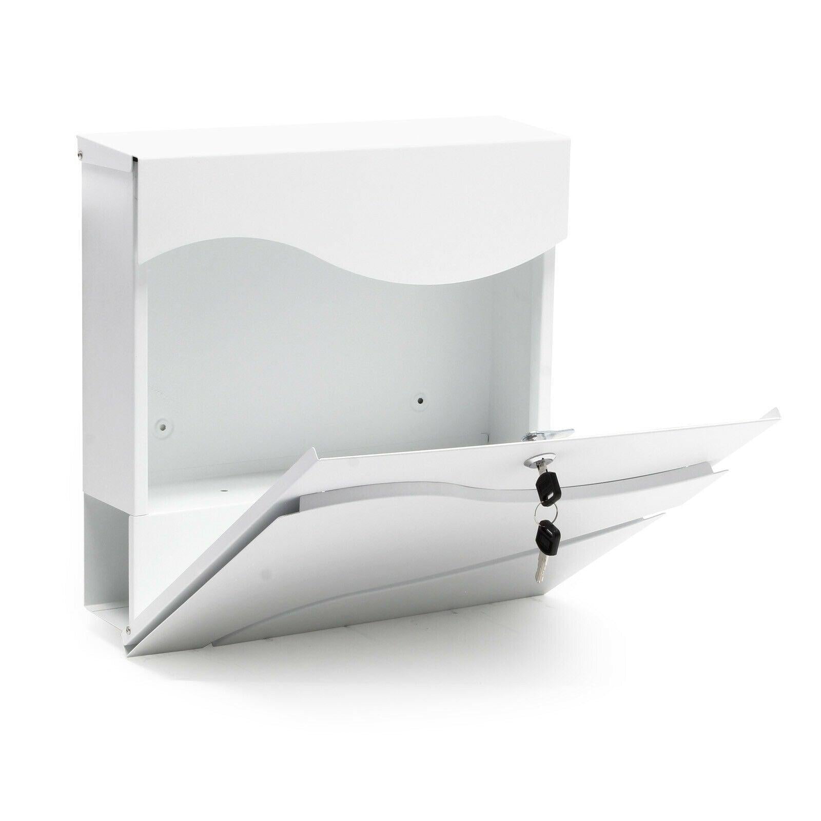 Cassetta postale da parete di design con scomparto per giornali in acciaio zincato 37 x 37 x 10,5 cm bianco 16_0000084