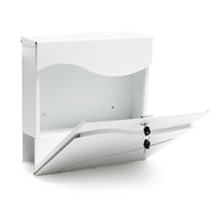 Cassetta postale da parete di design con scomparto per giornali in acciaio zincato 37 x 37 x 10,5 cm bianco 16_0000084