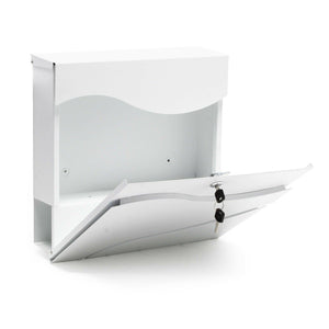 Cassetta postale da parete di design con scomparto per giornali in acciaio zincato 37 x 37 x 10,5 cm bianco 16_0000084