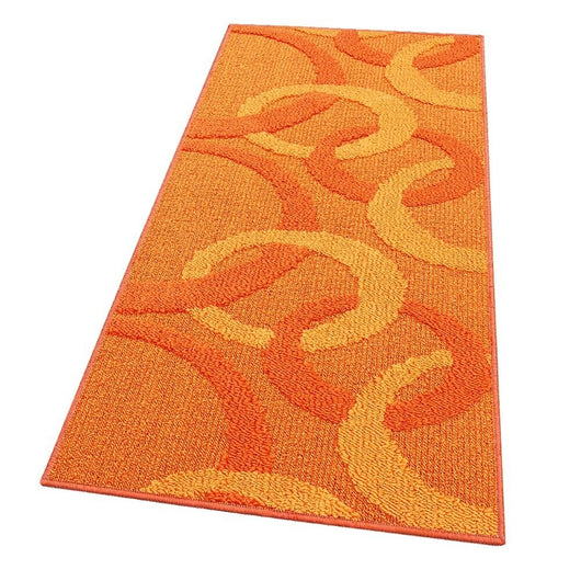 Tappeto Cucina 57x240 Cm Tridimensionale Cerchi 3D Assorbente Morbido Moderno Antiscivolo Arancione