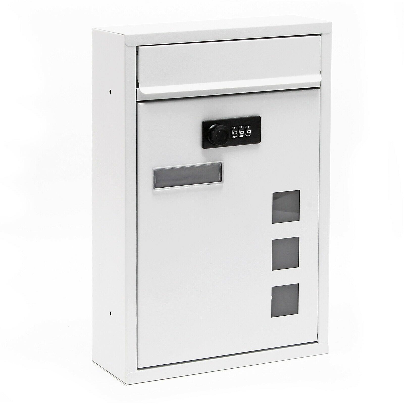 Cassetta postale a muro con serratura a combinazione dal design moderno in acciaio zincato bianco 16_0000066