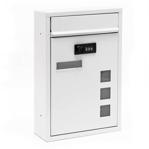 Cassetta postale a muro con serratura a combinazione dal design moderno in acciaio zincato bianco 16_0000066