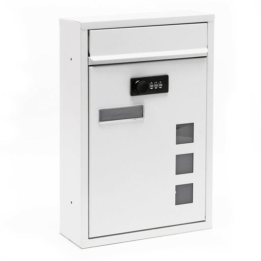 Cassetta postale a muro con serratura a combinazione dal design moderno in acciaio zincato bianco 16_0000066