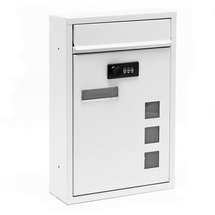 Cassetta postale a muro con serratura a combinazione dal design moderno in acciaio zincato bianco 16_0000066