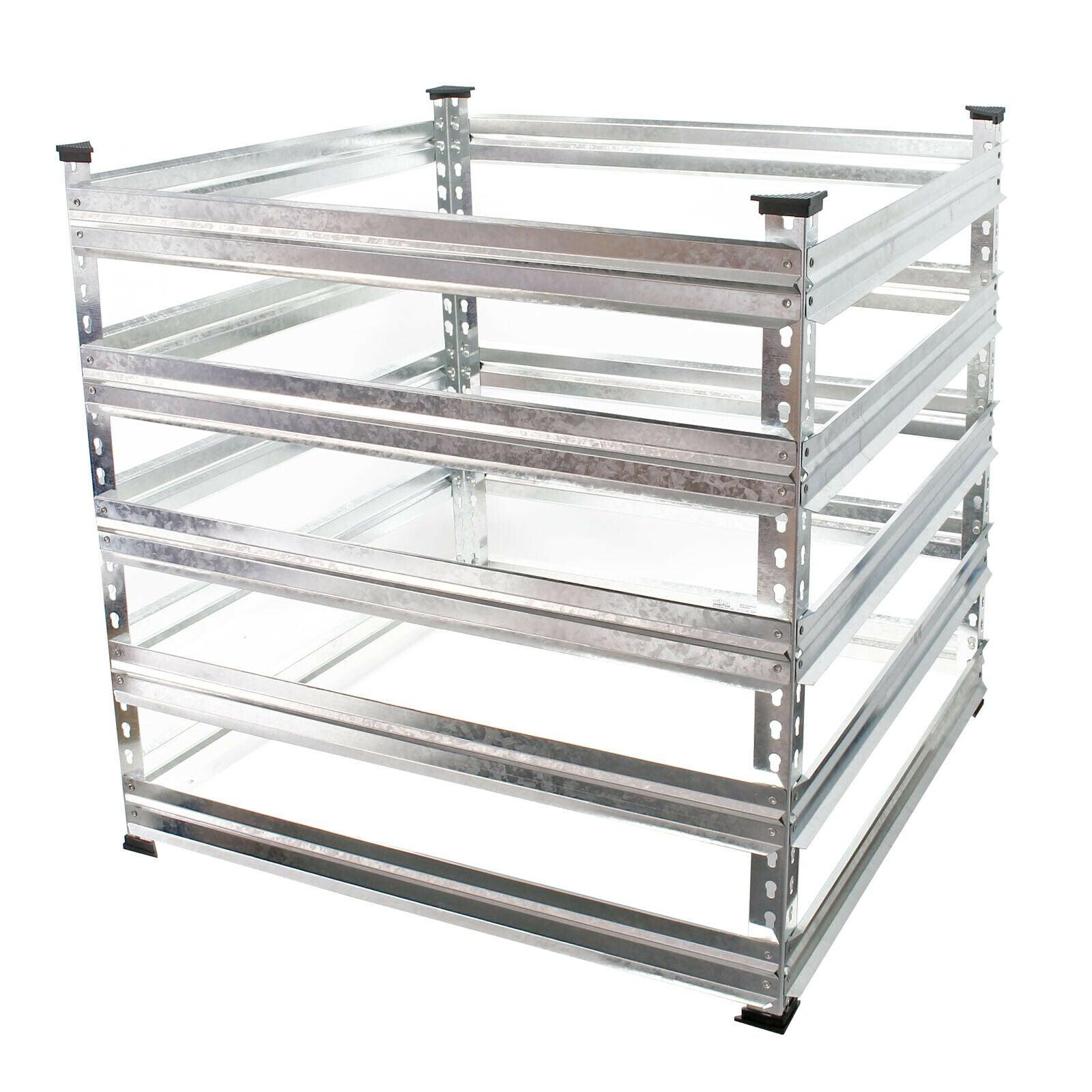 Compostiera da giardino in metallo 100 x 90 x 90 cm Contenitore per compost da 900 litri per raccolta differenziata 16_0002284