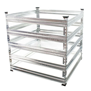 Compostiera da giardino in metallo 100 x 90 x 90 cm Contenitore per compost da 900 litri per raccolta differenziata 16_0002284