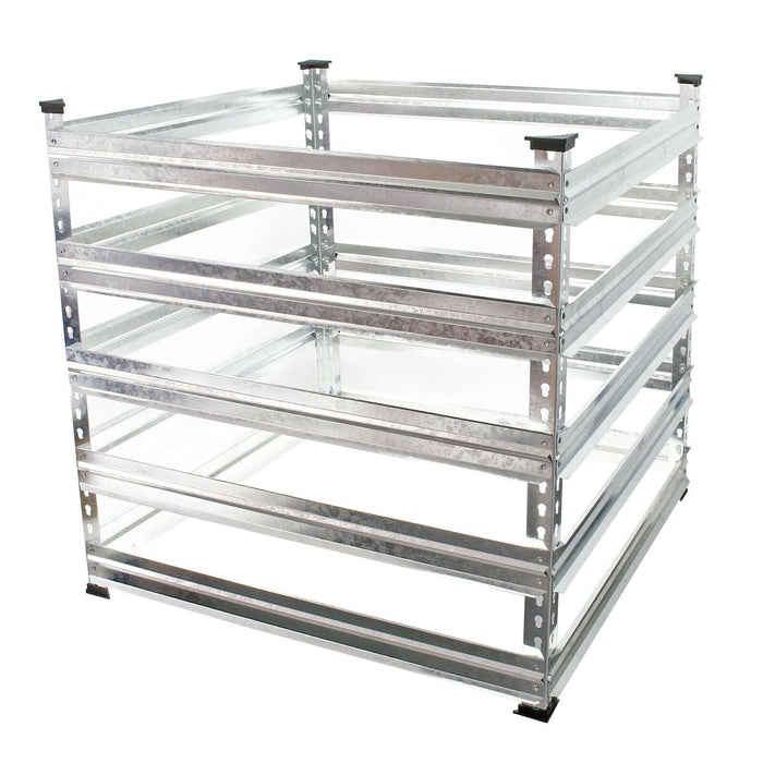 Compostiera da giardino in metallo 100 x 90 x 90 cm Contenitore per compost da 900 litri per raccolta differenziata 16_0002284