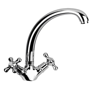 RUBINETTO LAVELLO BAGNO CANNA ALTA STILE ANTICO MISCELATORE LAVANDINO CROMATO 91