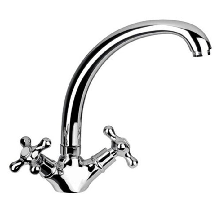 RUBINETTO LAVELLO BAGNO CANNA ALTA STILE ANTICO MISCELATORE LAVANDINO CROMATO 91