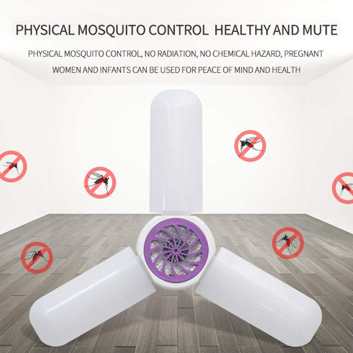 LAMPADA DA SOFFITTO KILLER REPELLENTE ASPIRA ZANZARE 40W LED E27 3 PALE TE-B0327