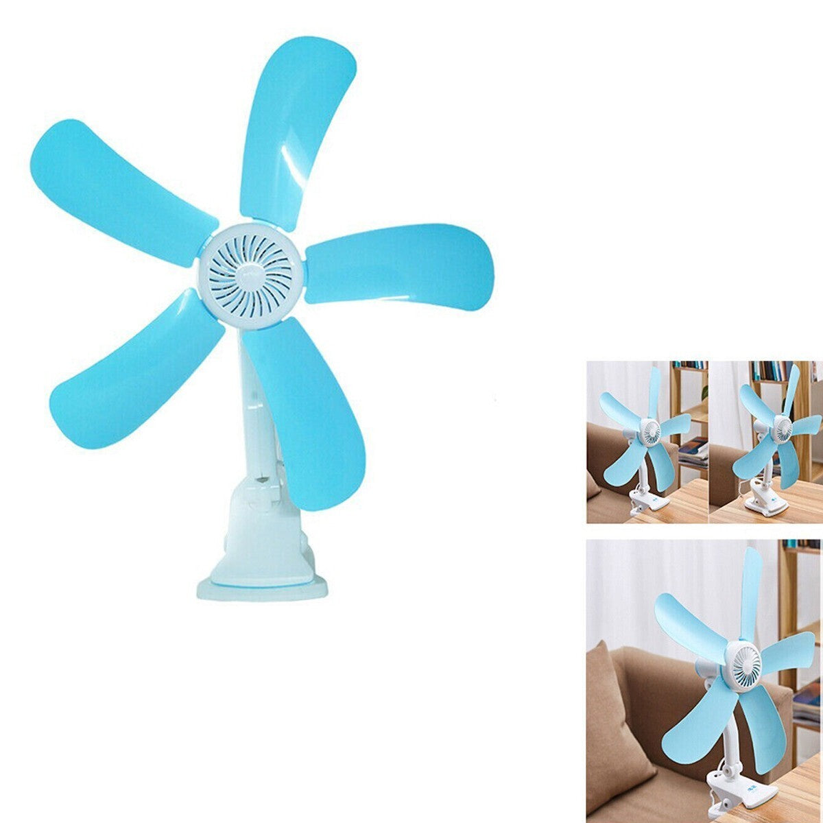 VENTILATORE A PINZA CON DOPPIO SNODO 5 PALE SCRIVANIA TAVOLO CASA UFFICIO HQ-599