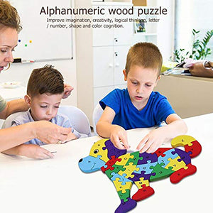 PUZZLE 3D IN LEGNO GIOCO EDUCATIVO NUMERI LETTERE BAMBINI FORMA CANE 52264
