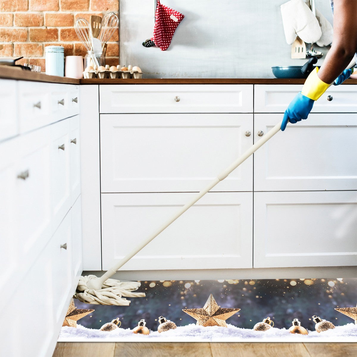 Tappeto Cucina Natale Pvc 51x250 cm Antimacchia Passatoia Antiscivolo Antisfilo Lavabile Dis_ND
