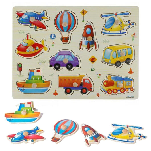 PUZZLE LEGNO INCASTRO EDUCATIVO VEICOLI MACCHINA BUS SENSORIALE BAMBINI 07533