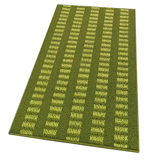 Tappeto Cucina Morbido 3D Assorbente Lavabile Antiscivolo Passatoia Bordata A Righe 50x75 Verde