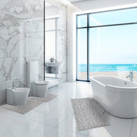 Tappeto Bagno 3D Morbido Assorbente Antiscivolo Lavabile Scendiletto Camera Set 3 Pezzi Grigio