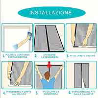 Tenda Zanzariera Magnetica Calamitata 120x240 Cm Nera Universale Porta Finestra Anti Insetti Mosche