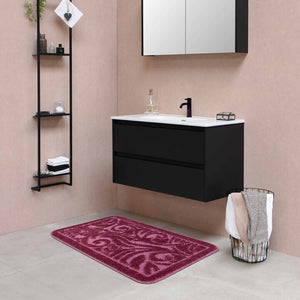 Tappeto Bagno Damascato Scendiletto Camera 50x110 Cm Morbido Assorbente Antiscivolo Porpora