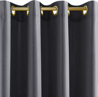 Tenda Porta Finestra 140x280 Cm Raso Sintetico 1 Pannello Coprente Occhielli Acciaio Antracite