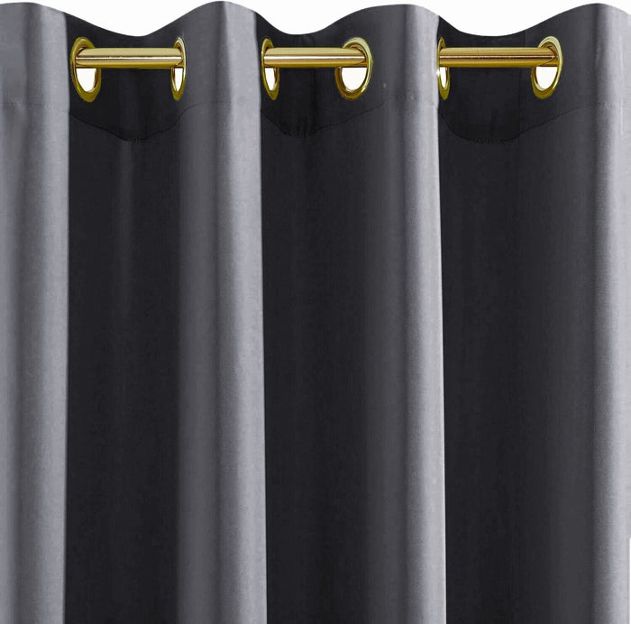 Tenda Porta Finestra 140x280 Cm Raso Sintetico 1 Pannello Coprente Occhielli Acciaio Antracite