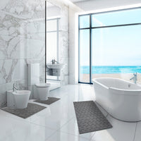 Tappeto Bagno Morbido Assorbente Antiscivolo 3D Intrecciato Lavabile Set 3 Pezzi Grigio