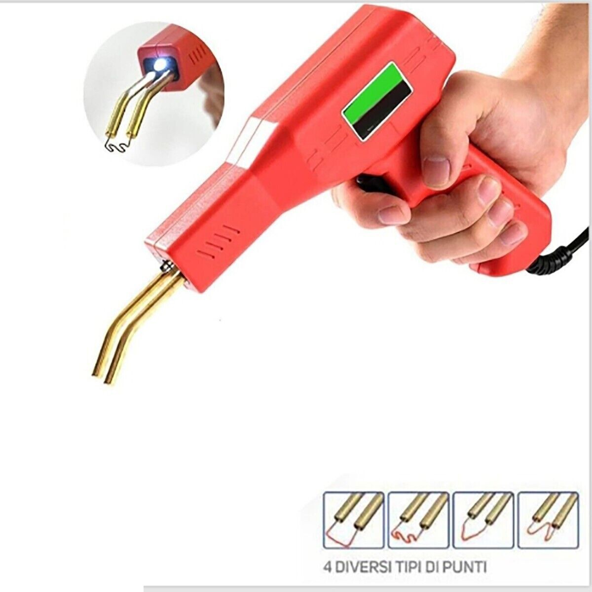 PISTOLA SALDATORE PLASTICA RIPARAZIONE PARAURTI AUTO 50W 4 TIPI DI PUNTE