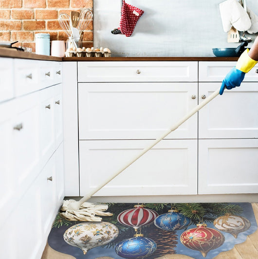 Tappeto Cucina Natale Gomma Pvc 50x90 Cm Moderno Antimacchia Antiscivolo Addobbi Natalizi (F)